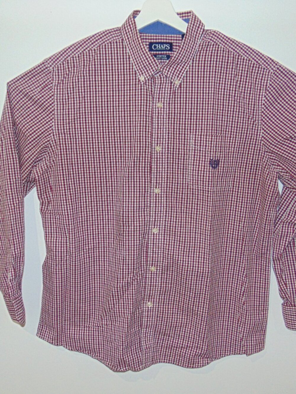 Chaps Mens XL Long Sleeve Shirt Cotton Custom Fit Red Check